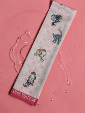 Pink Cat Motif Bandeau Scarf